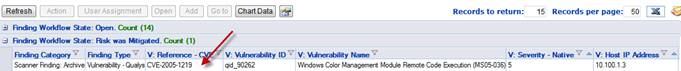 Finding CVE Names Using Elements in Reports screen